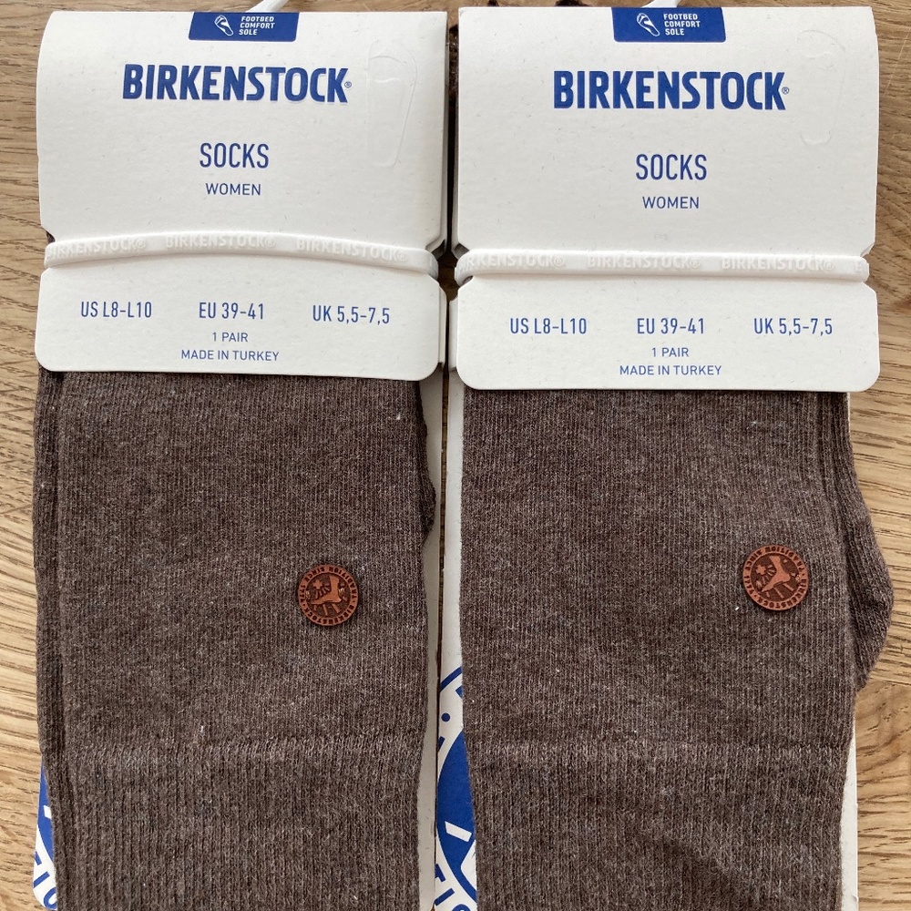 2 pairs Birkenstock Cotton Sole Crew Socks/L8-10